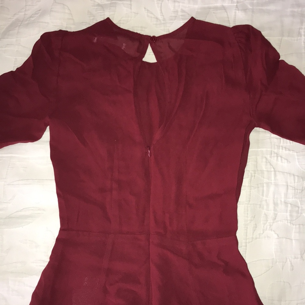 REFORMATION GRACIE RUCHED SLEEVE MINIDRESS GARNET - Picture 11 of 11
